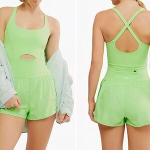 Free People x FP Movement Righteous Runsie In Neon Lime - S